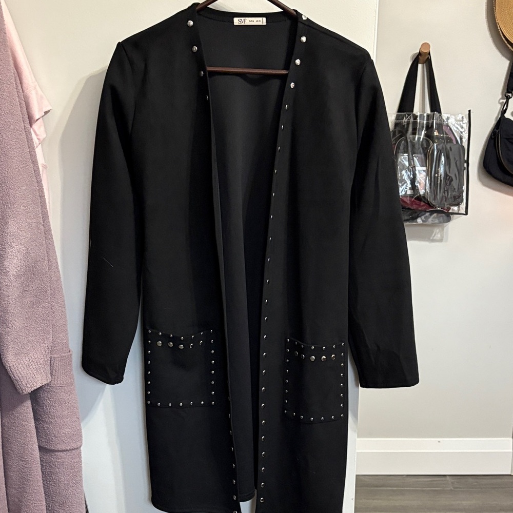 Elegant Black Studded Women's Blazer